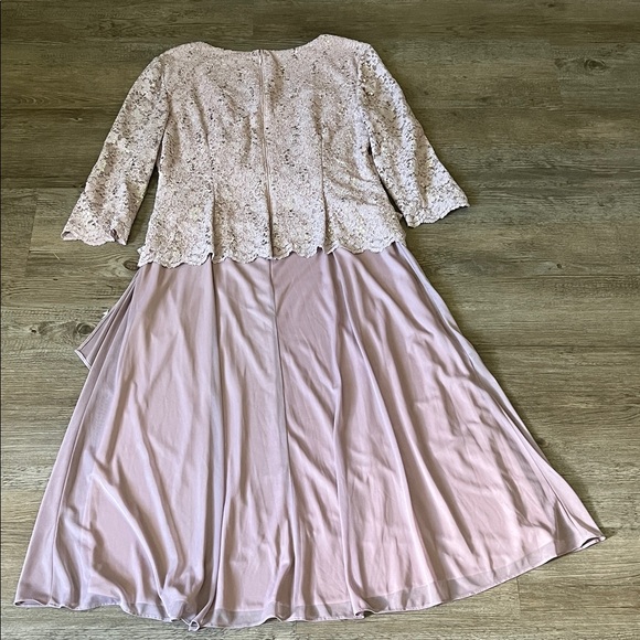 Alex women Evenings wedding party Sequin Chiffon Gown Lace Dress size 14 - Picture 7 of 9